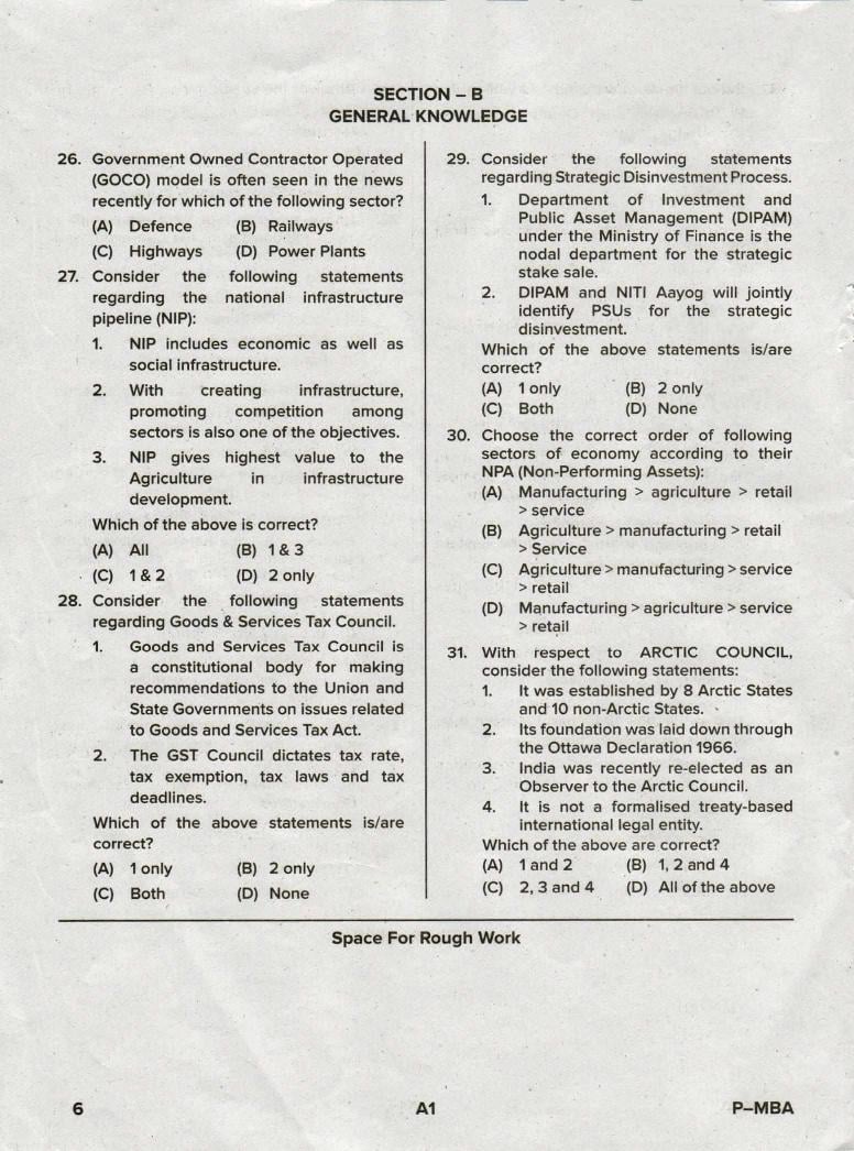 Karnataka PGCET 2020 Question Paper PDF with Answer Key (13 Papers)