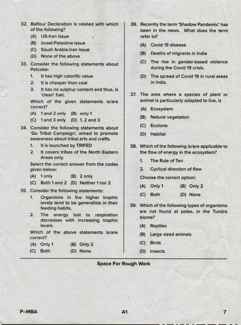 Karnataka PGCET 2020 Question Paper PDF with Answer Key (13 Papers)