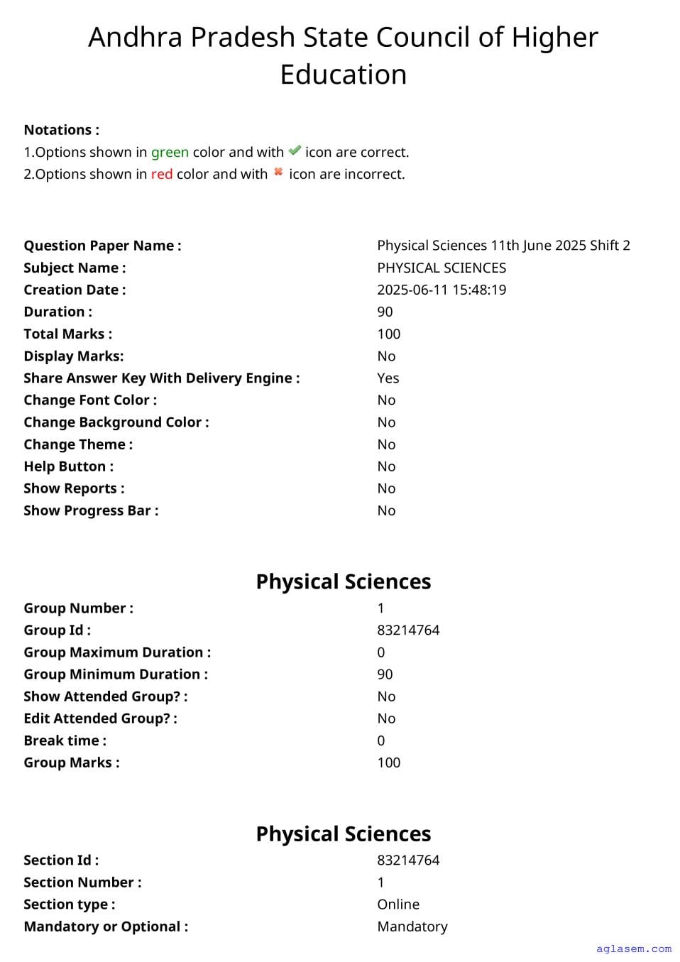 AP PGCET 2025 Question Paper with Answer Key Physical Sciences - Page 1 of 62
