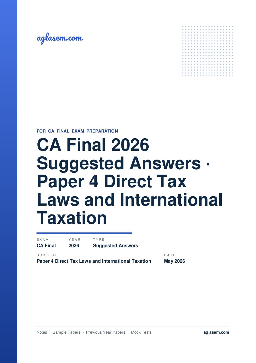 CA Final May 2026 Suggested Answers Paper 4 Direct Tax Laws and International Taxation - Page 1 of 39