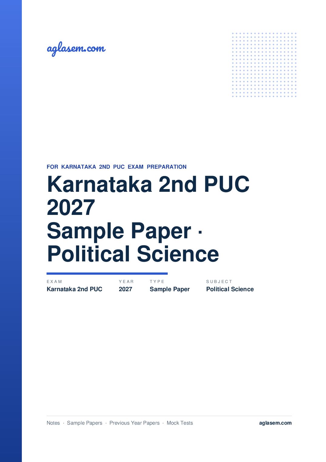 Karnataka 2nd PUC Model Question Paper 2027 for Political Science - Page 1 of 7