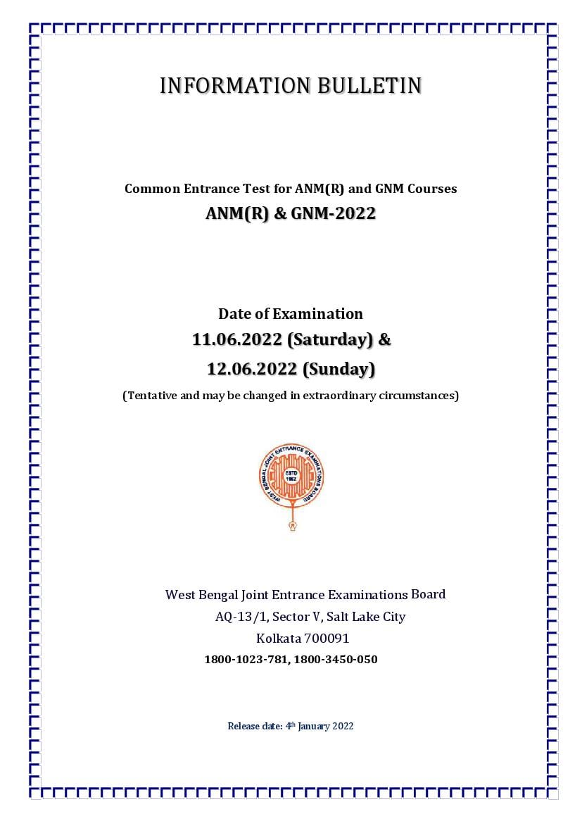 WB ANM GNM 2022 Information Brochure - Page 1