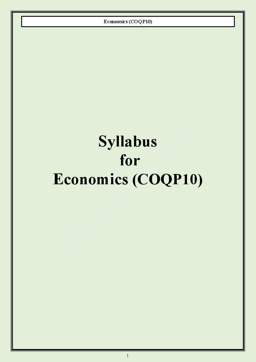 CUET PG 2024 Syllabus Economics - Page 1