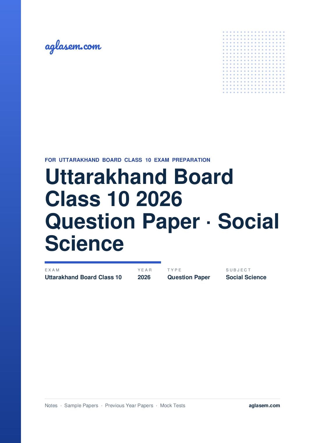 Uttarakhand Board Class 10 Question Paper 2026 For Social Science - Page 1 of 8