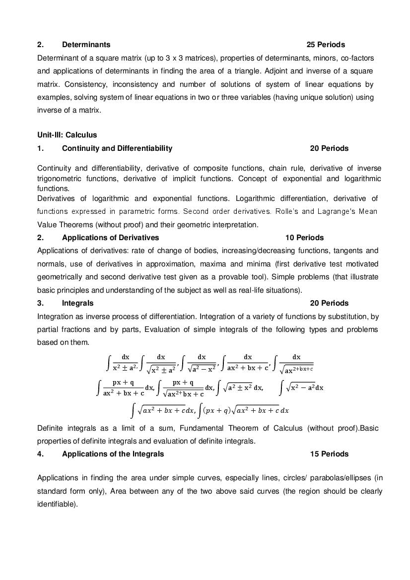 Cbse Syllabus For Class 12 Mathematics 2021 22 Revised Aglasem Schools 3509