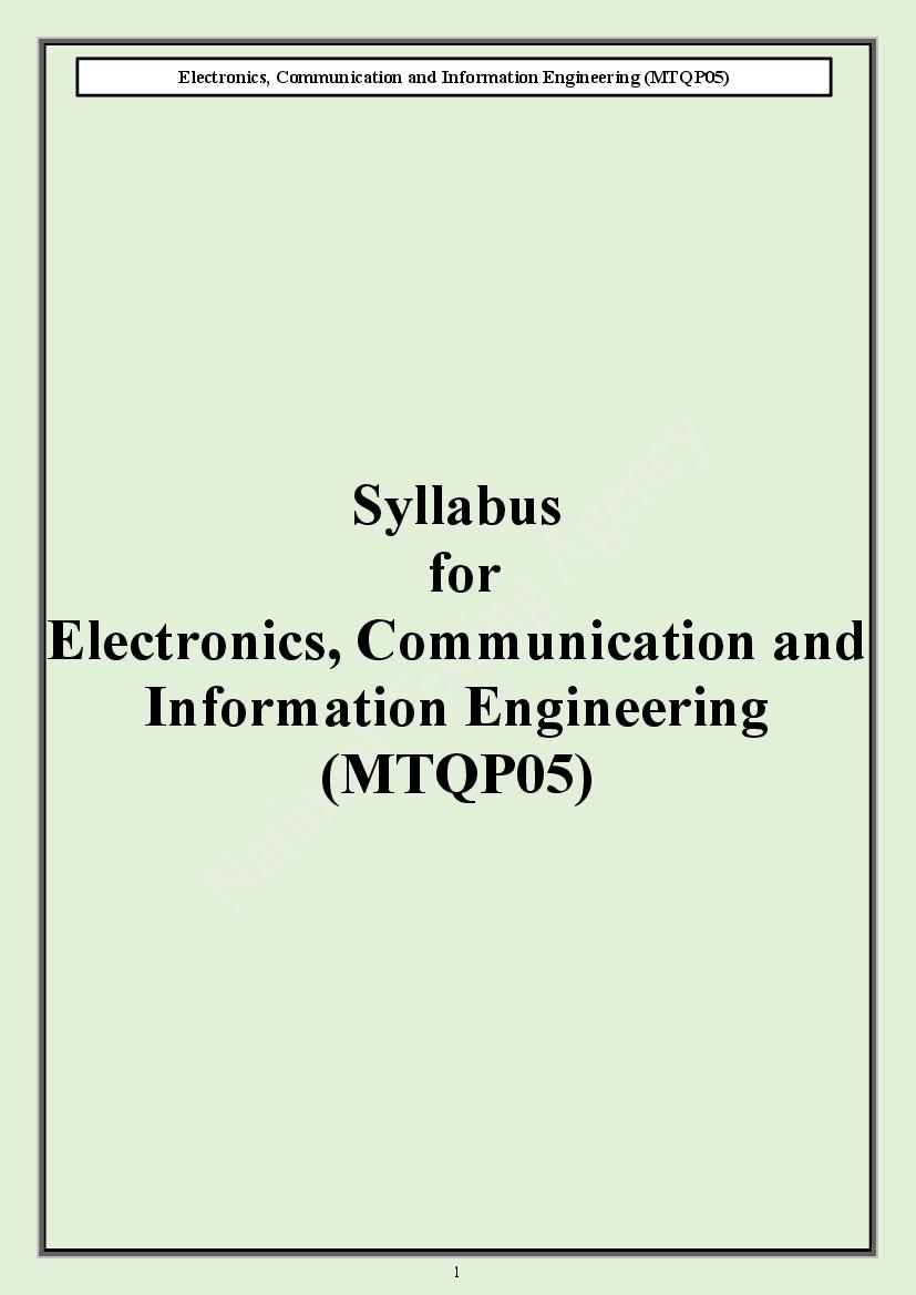 CUET PG 2024 Syllabus Electronics Communication and Information Engineering - Page 1