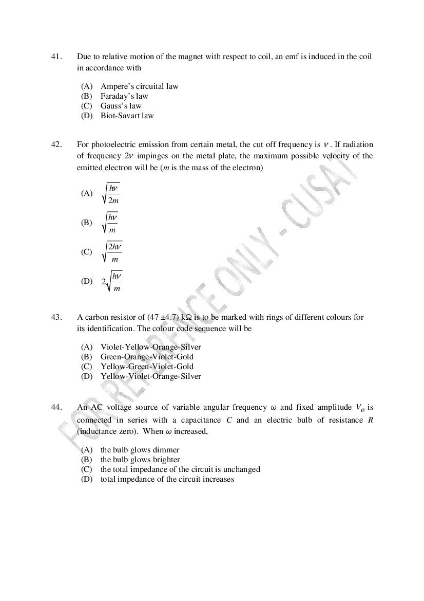CUSAT CAT 2023 Question Papers PDF (B.Tech Shifts 1 to 5, 35 Papers)