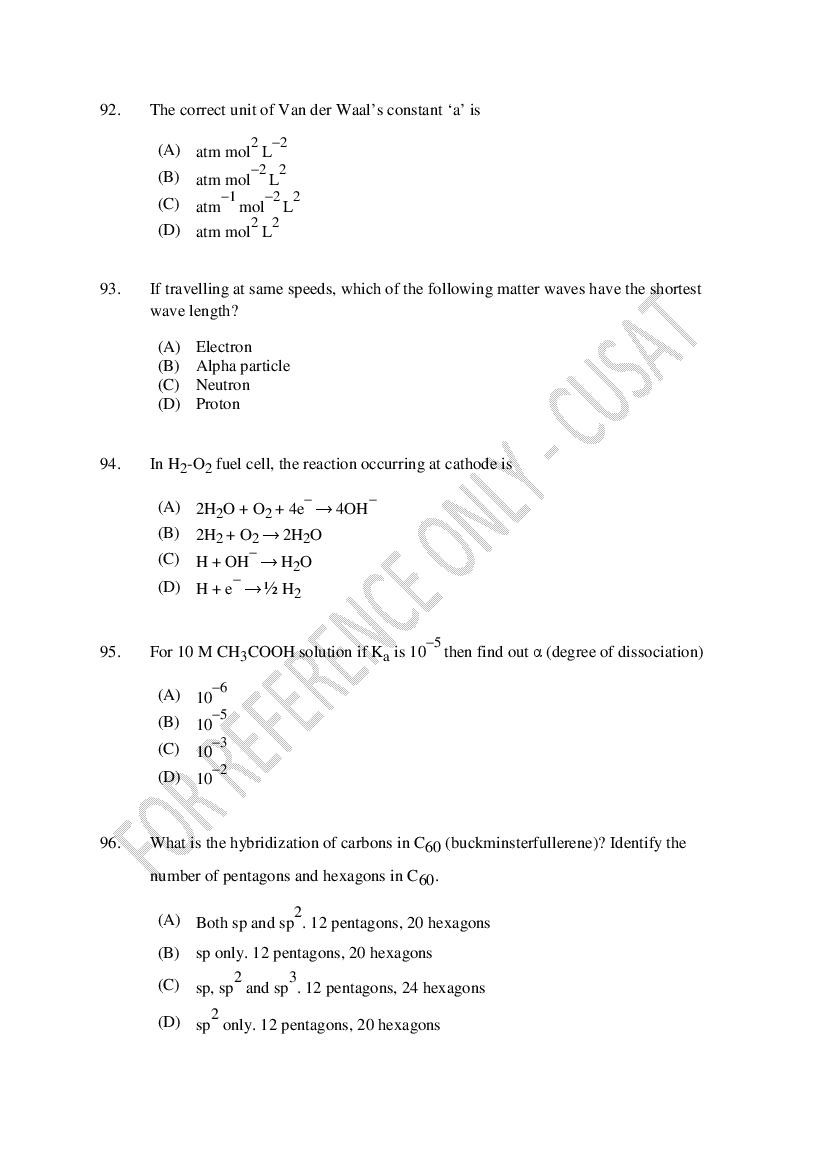 CUSAT CAT 2023 Question Papers PDF (B.Tech Shifts 1 to 5, 35 Papers)