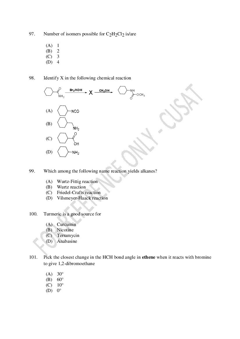 CUSAT CAT 2023 Question Papers PDF (B.Tech Shifts 1 to 5, 35 Papers)
