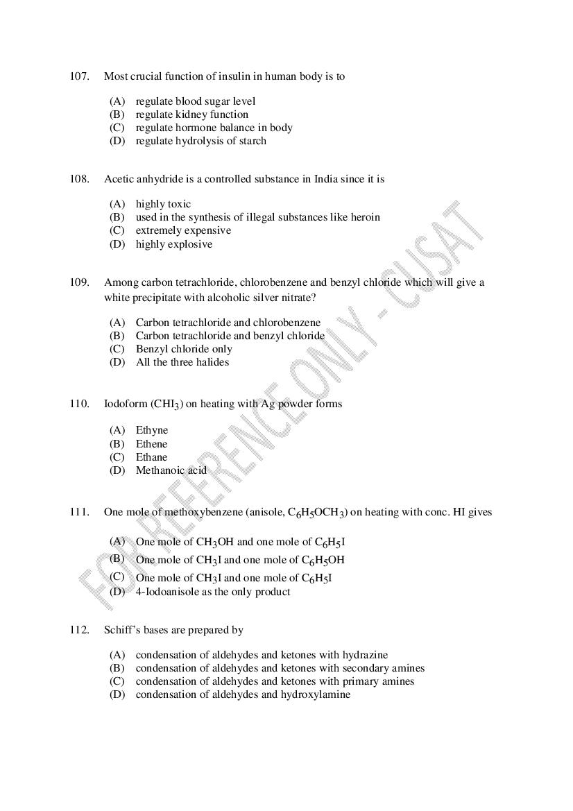 CUSAT CAT 2023 Question Papers PDF (B.Tech Shifts 1 to 5, 35 Papers)