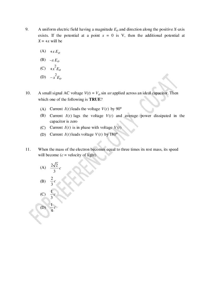 CUSAT CAT 2023 Question Papers PDF (B.Tech Shifts 1 to 5, 35 Papers)