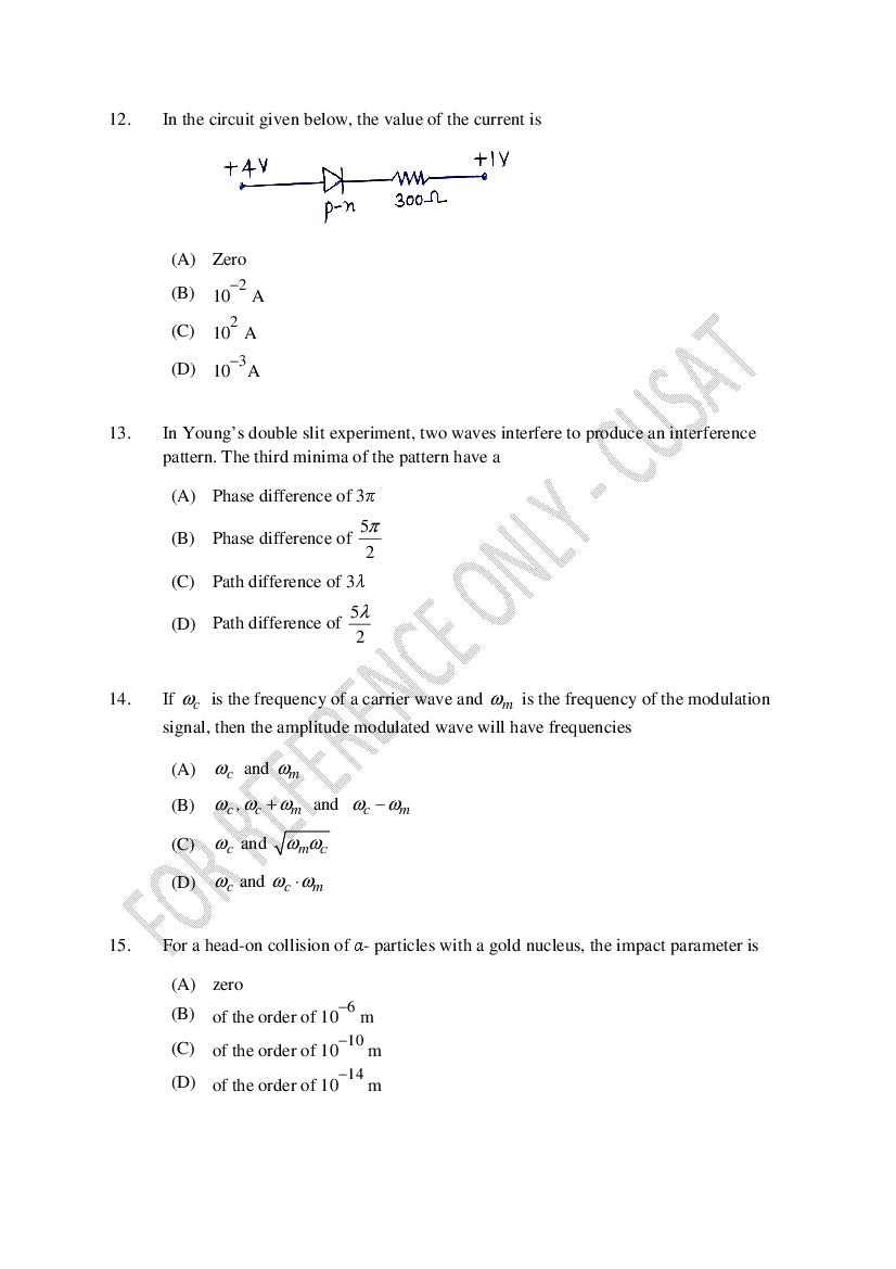 CUSAT CAT 2023 Question Papers PDF (B.Tech Shifts 1 to 5, 35 Papers)