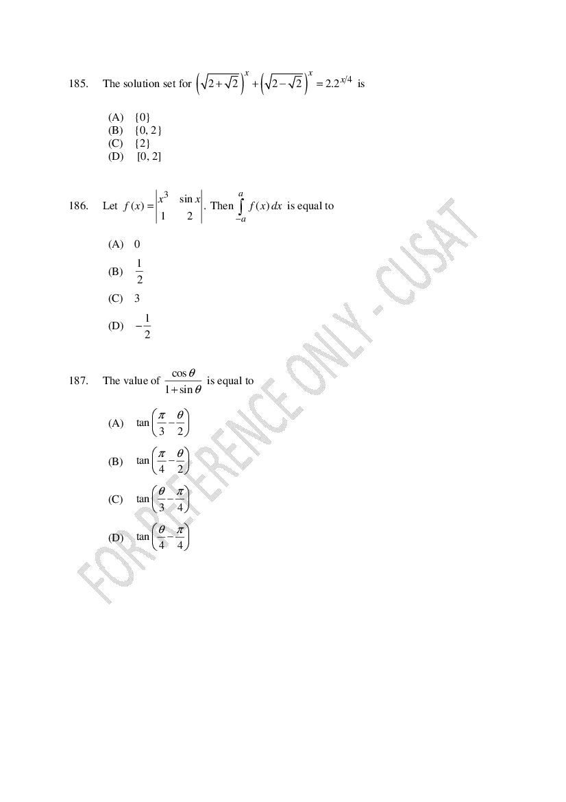 CUSAT CAT 2023 Question Papers PDF (B.Tech Shifts 1 to 5, 35 Papers)