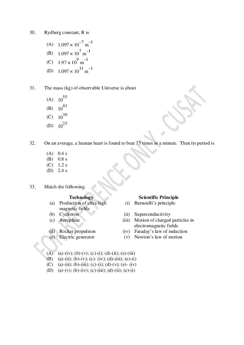 CUSAT CAT 2023 Question Papers PDF (B.Tech Shifts 1 to 5, 35 Papers)