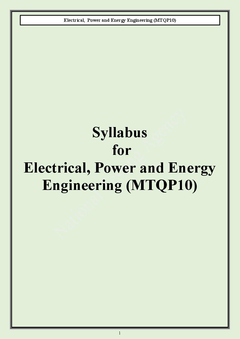 CUET PG 2024 Syllabus Electrical Power and Energy Engineering - Page 1