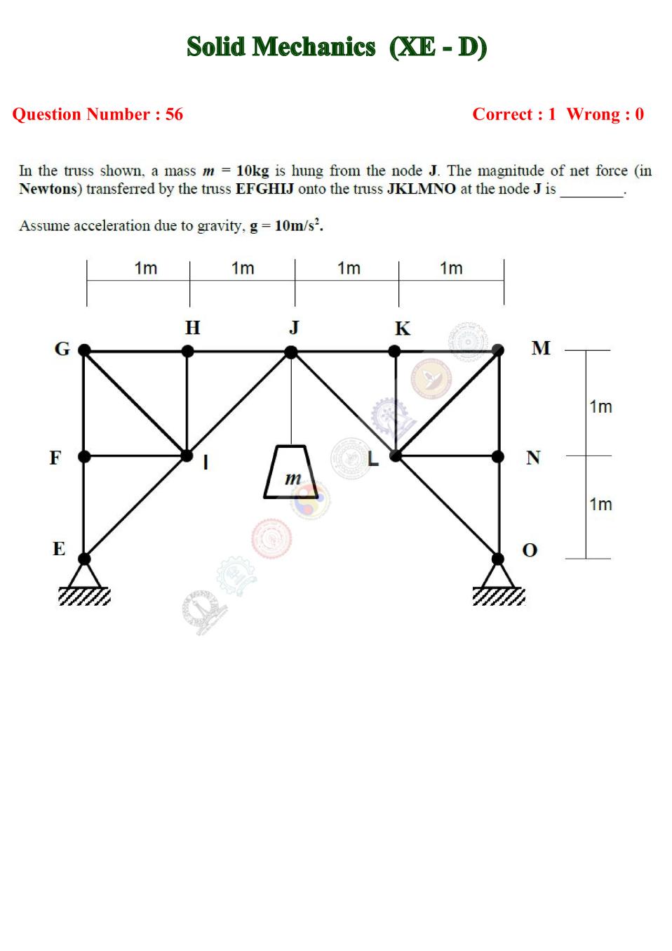 GATE 2016 Engineering Sciences (XE-D) Question Paper with Answer - Page 1
