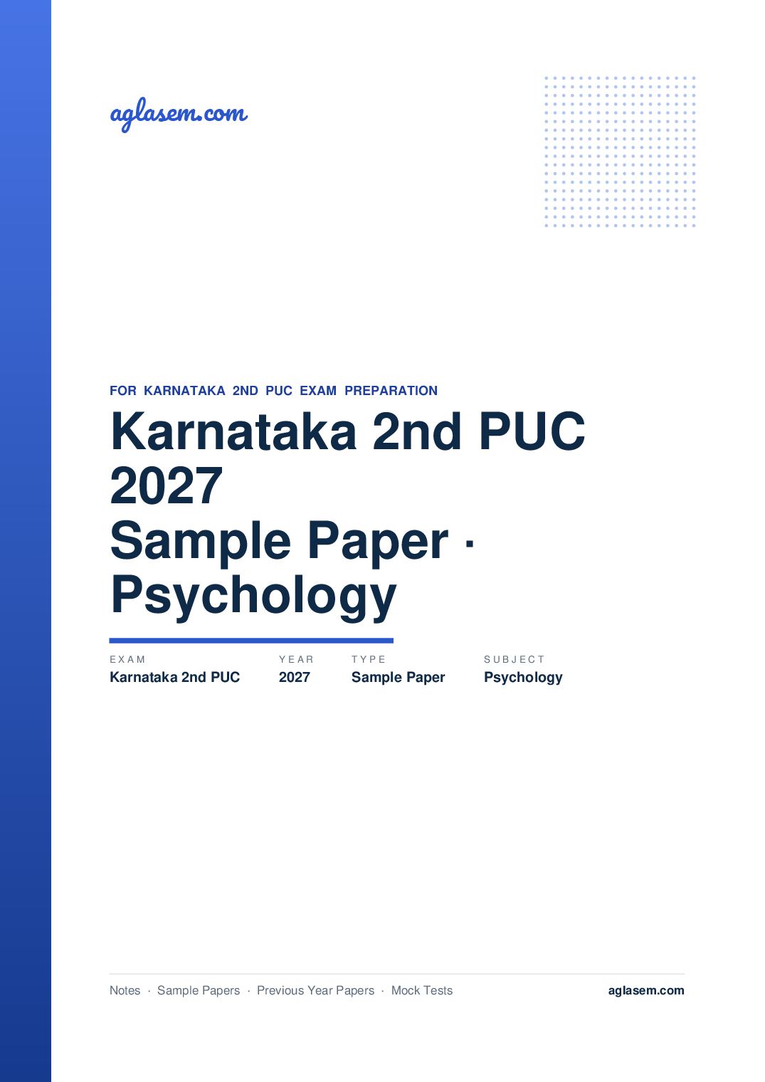 Karnataka 2nd PUC Model Question Paper 2027 for Psychology - Page 1 of 5