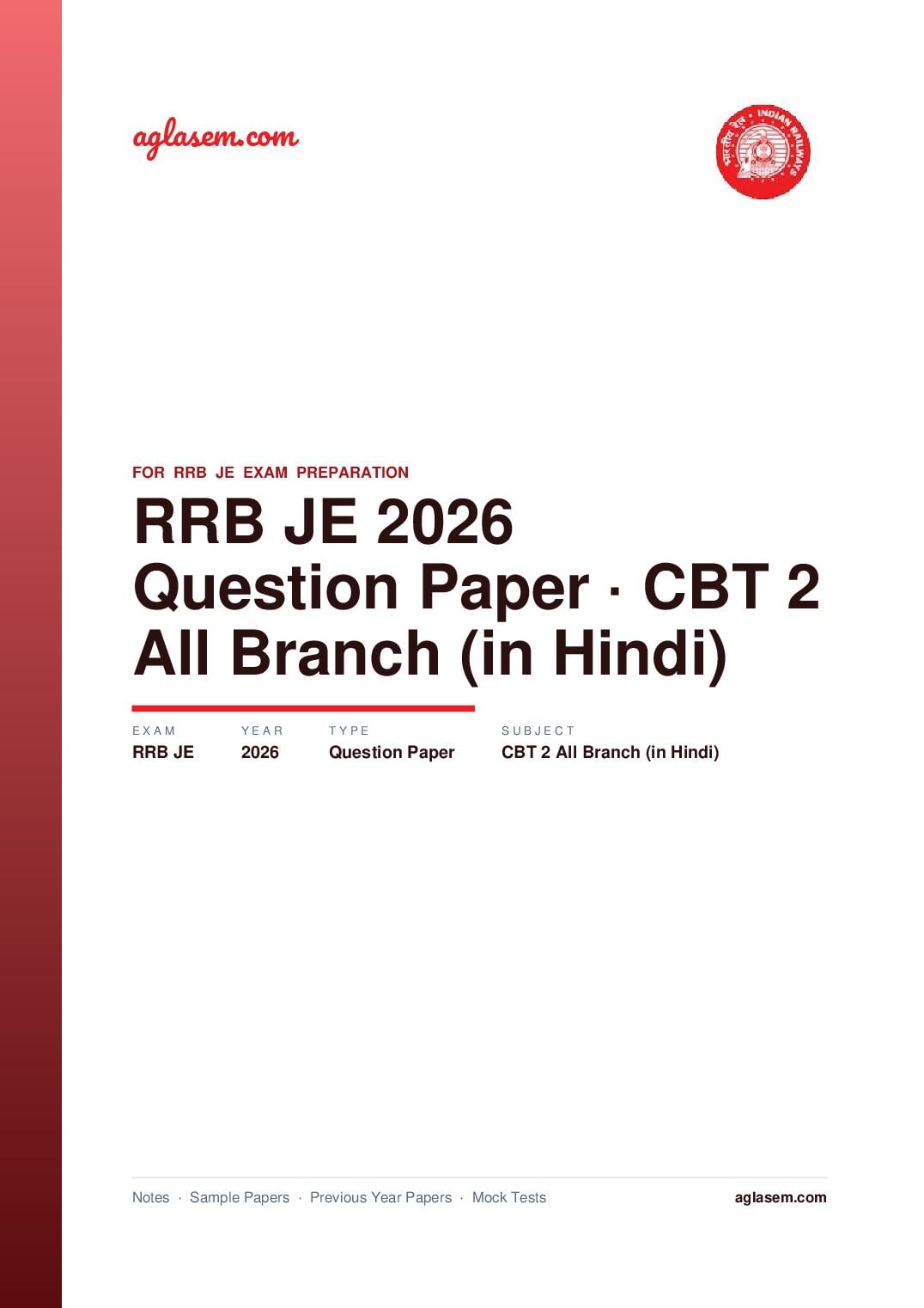 RRB JE 2026 CBT 2 Question Paper All Branch (in Hindi) - Page 1 of 115