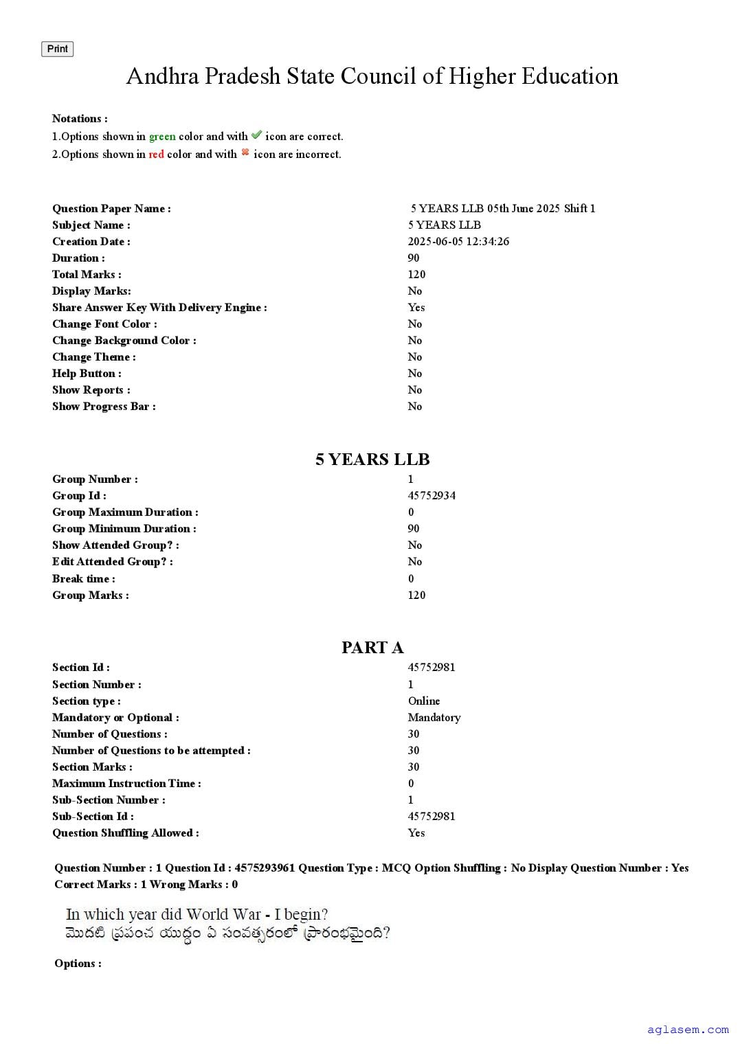AP LAWCET 2025 Question Paper 5 Year - Page 1 of 59