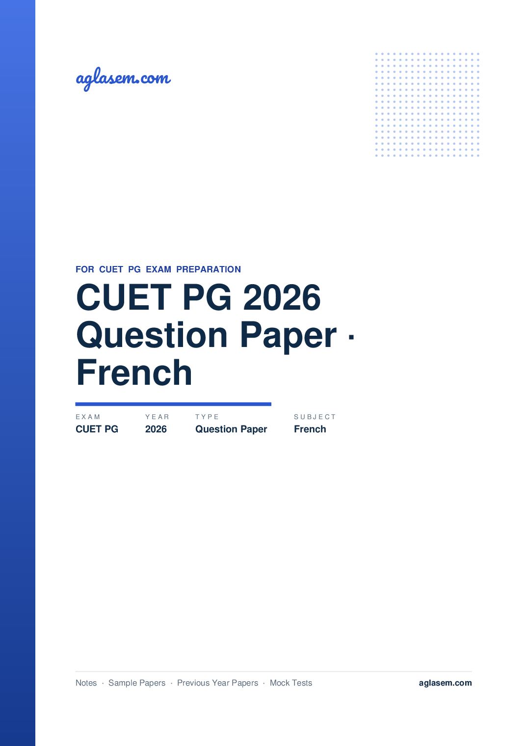CUET PG 2026 Question Paper French - Page 1 of 50