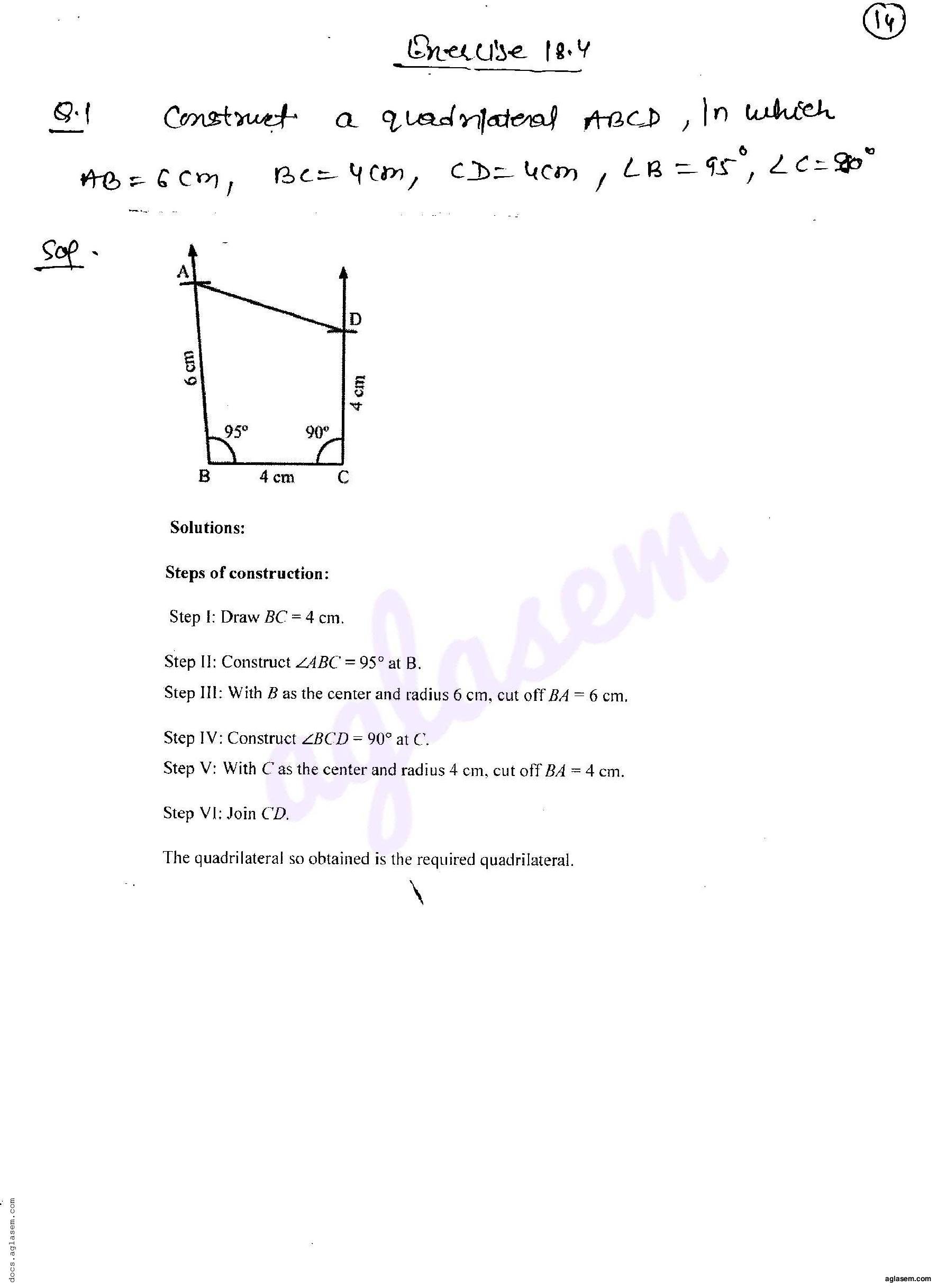 RD Sharma Solutions Class 8 Chapter 18 Practical Geometry Constructions Exercise 18.4 - Page 1