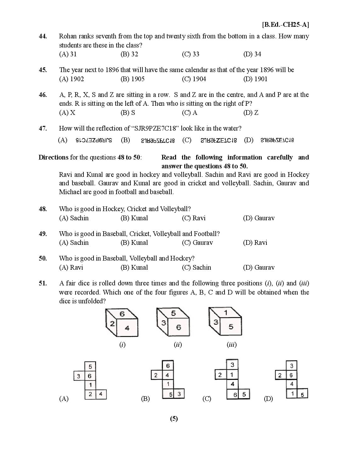 Chandigarh B.Ed 2025 Question Paper PDF with Answer Key