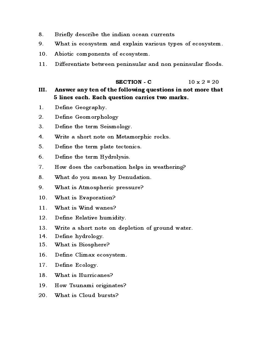 TS Intermediate 1st Year Geography Model Question Paper