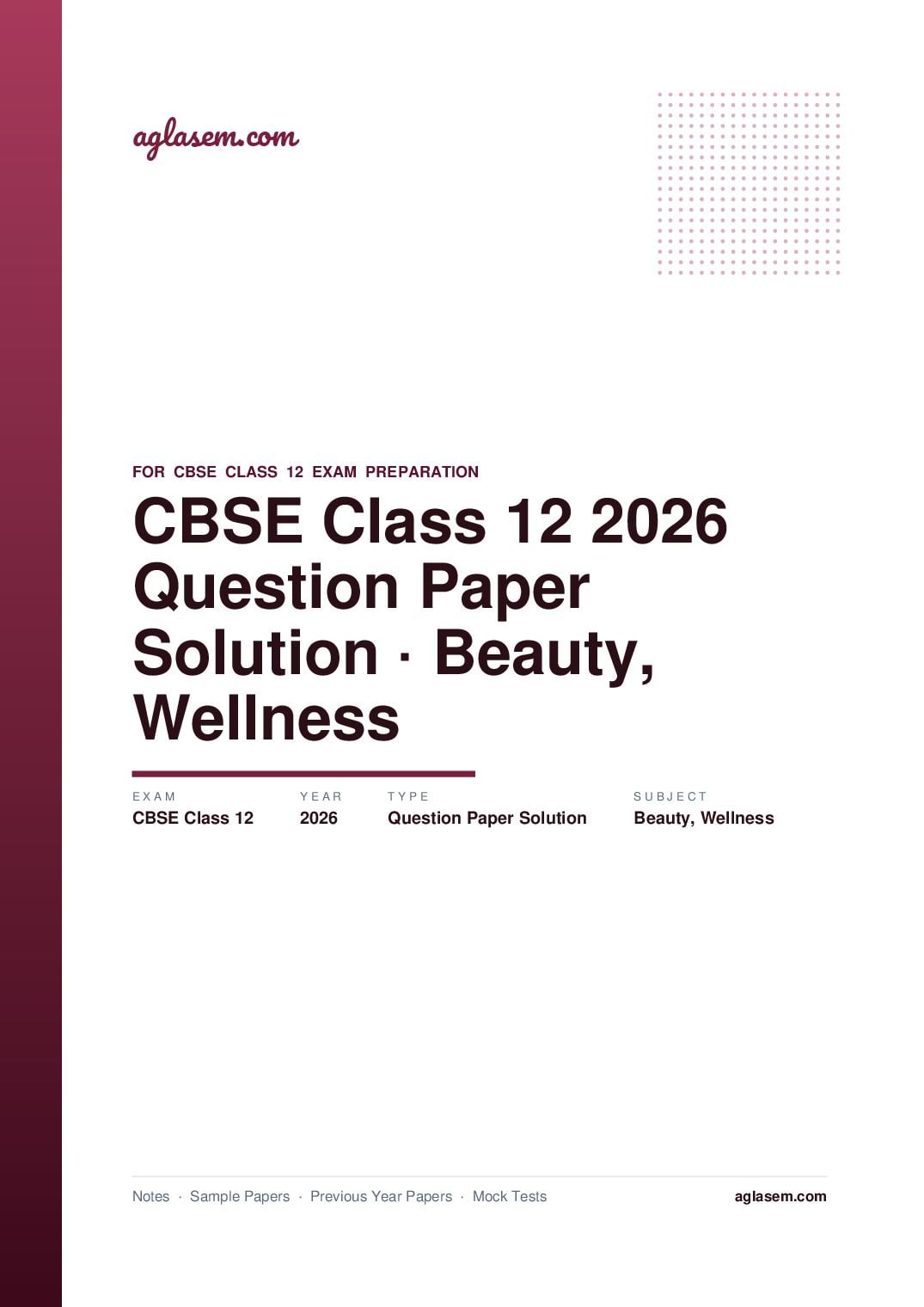 CBSE Class 12 Question Paper 2026 Solution Beauty & Wellness - Page 1 of 17