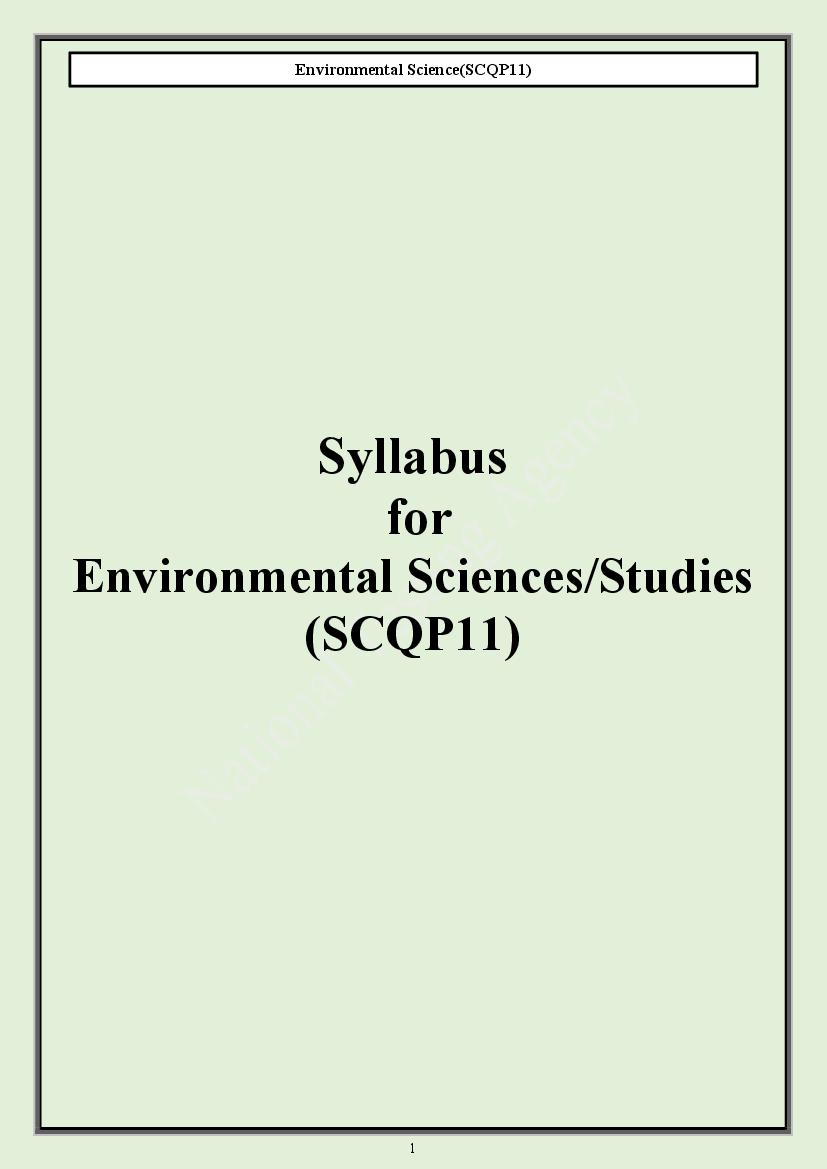 CUET PG 2024 Syllabus Environmental Science - Page 1