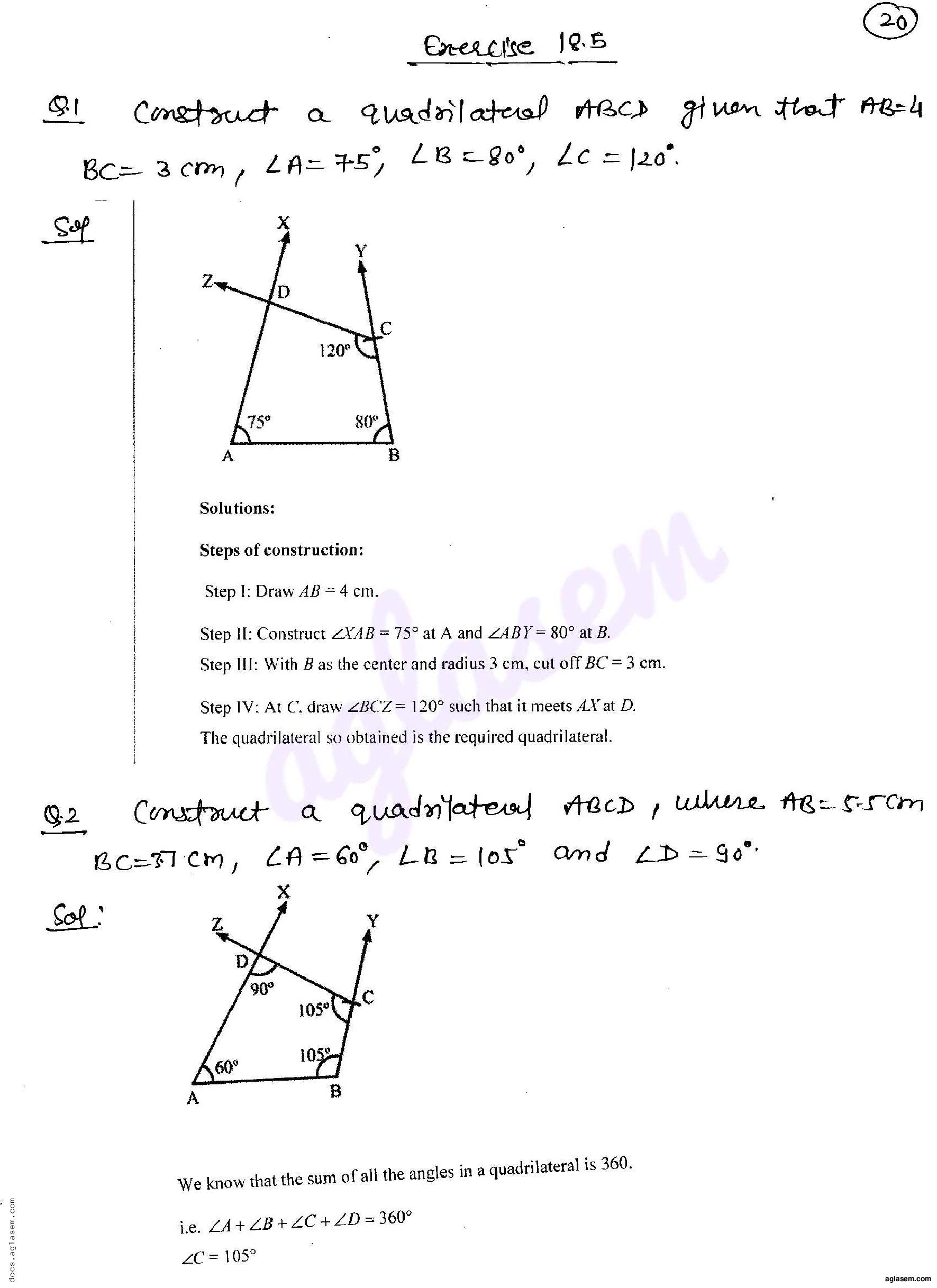 RD Sharma Solutions Class 8 Chapter 18 Practical Geometry Constructions Exercise 18.5 - Page 1