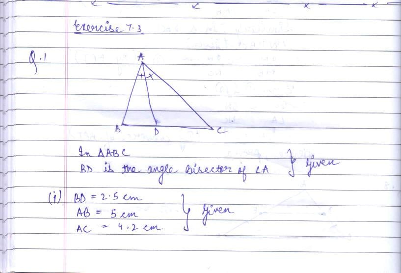RD Sharma Solutions Class 10 Chapter 7 Triangles Exercise 7.3 - Page 1