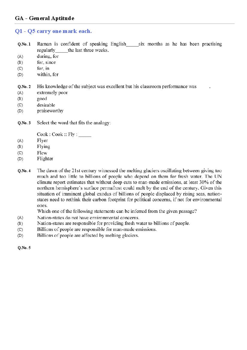 GATE 2020 Computer Science and Information Technology (CS) Question Paper with Answer Key - Page 1
