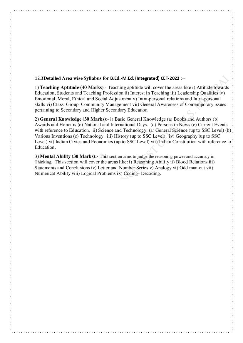 MAH B.Ed M.Ed CET 2022 Syllabus - Page 1