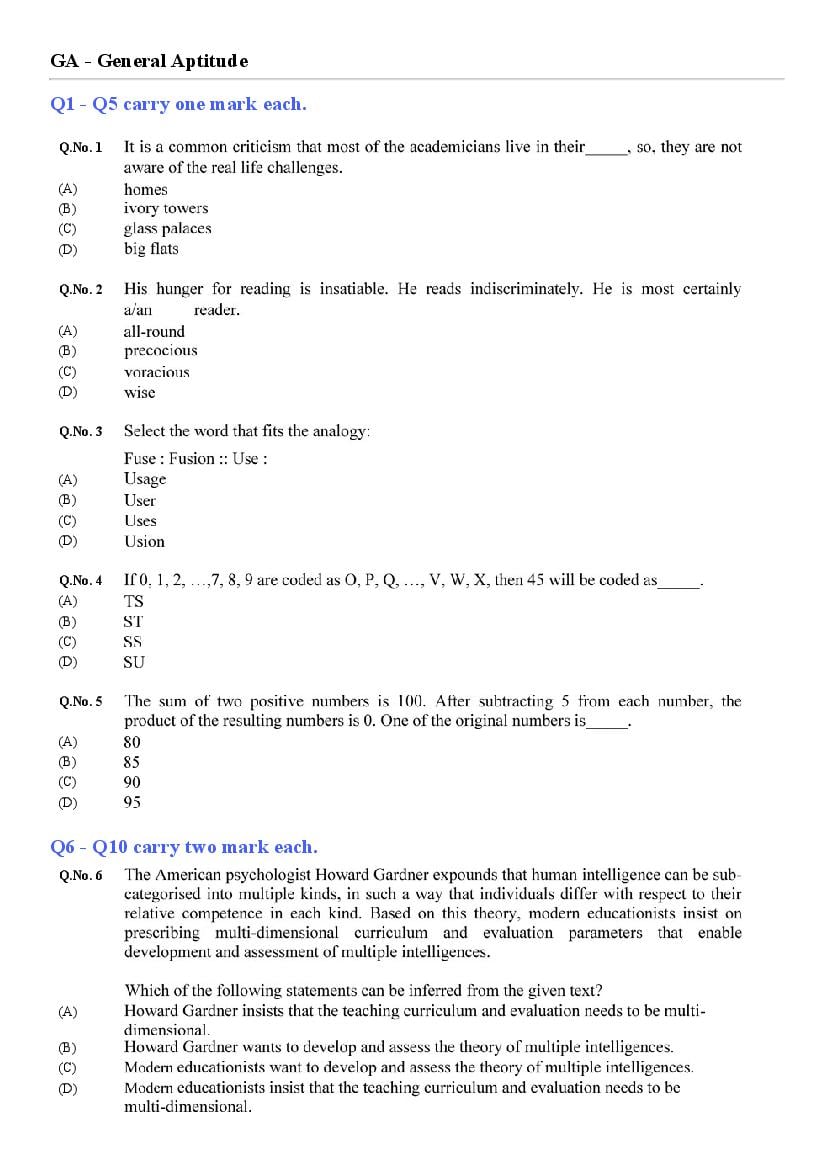 GATE 2020 Civil Engineering (CE 1 ) Question Paper with Answer Key - Page 1