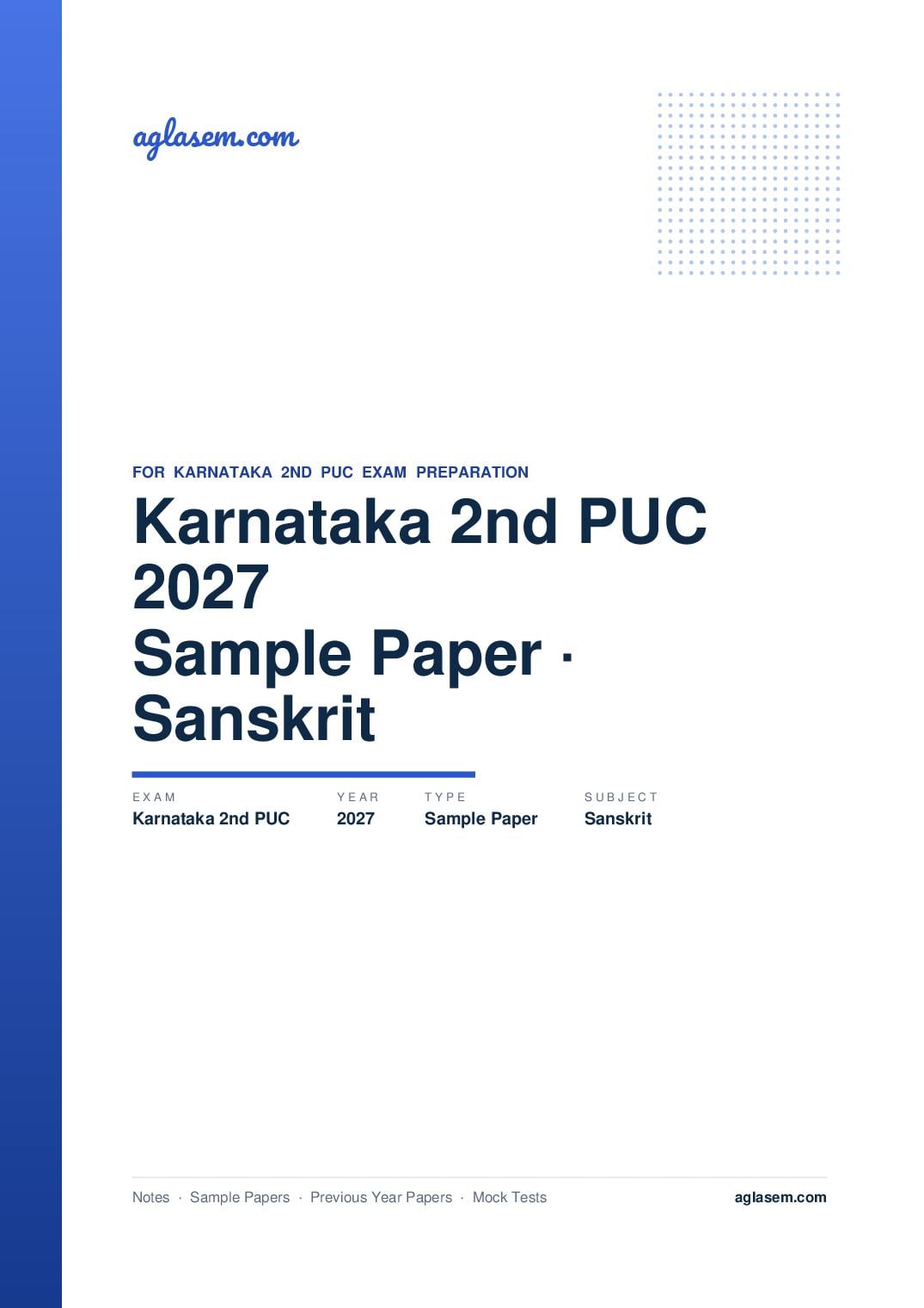 Karnataka 2nd PUC Model Question Paper 2027 for Sanskrit - Page 1 of 7