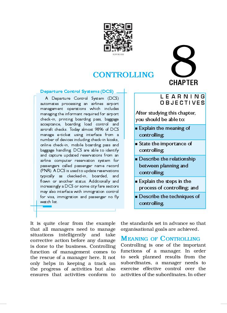NCERT Book Class 12 Business Studies Chapter 8 Controlling - Page 1