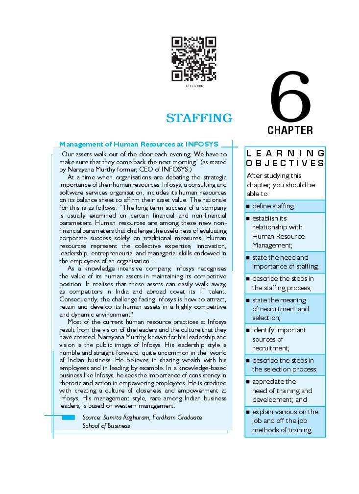 NCERT Book Class 12 Business Studies Chapter 6 Staffing - Page 1
