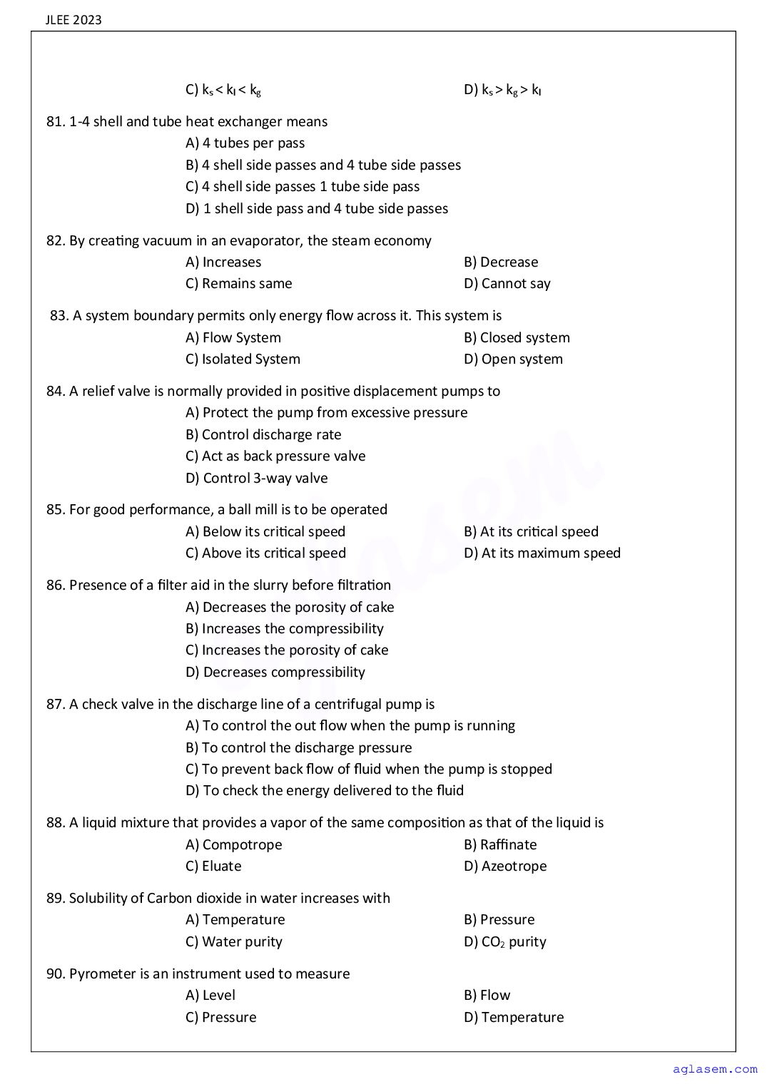 Assam JLEE 2023 Question Paper PDF (Branch-wise, 4 Papers)