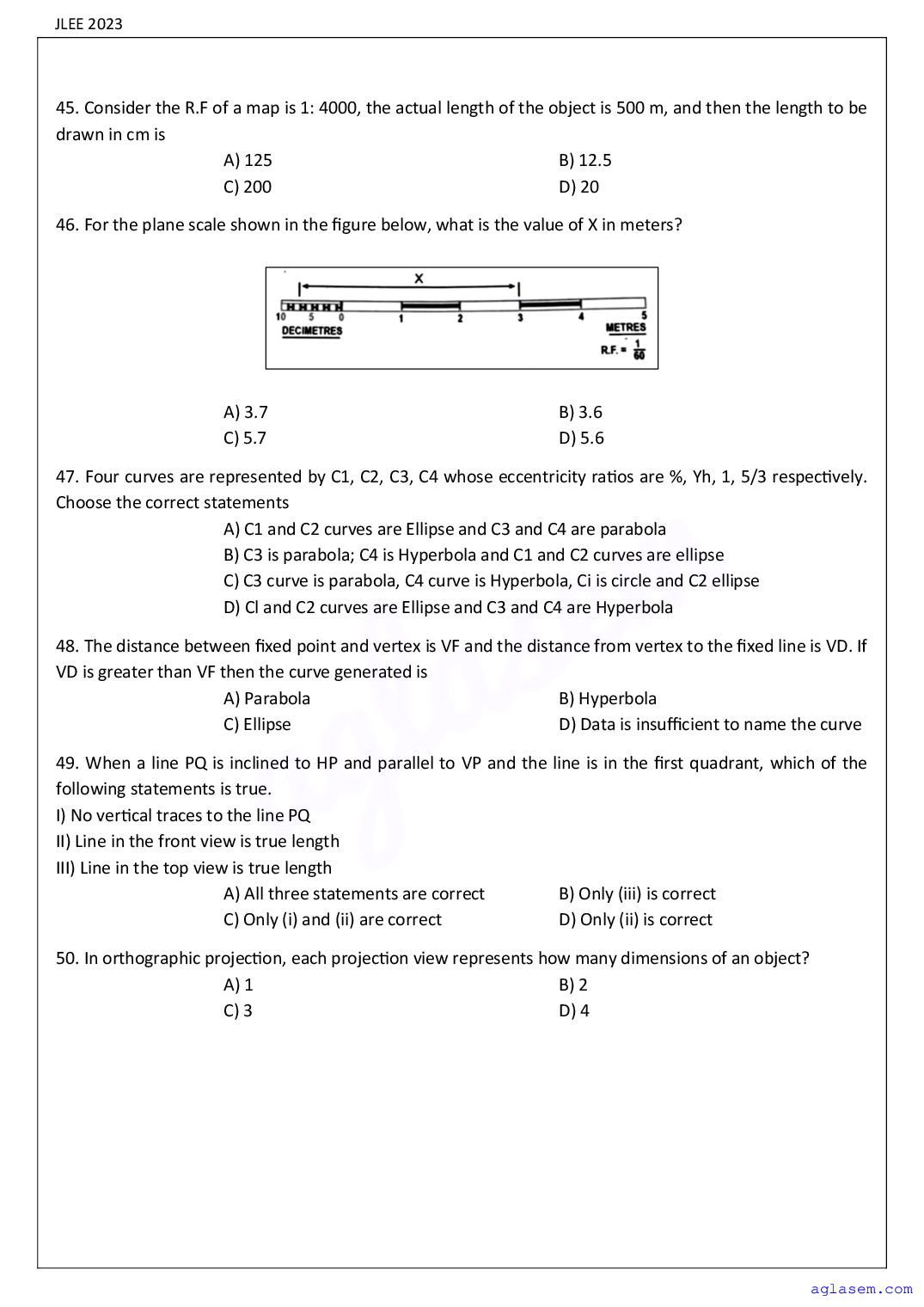 Assam JLEE 2023 Question Paper PDF (Branch-wise, 4 Papers)