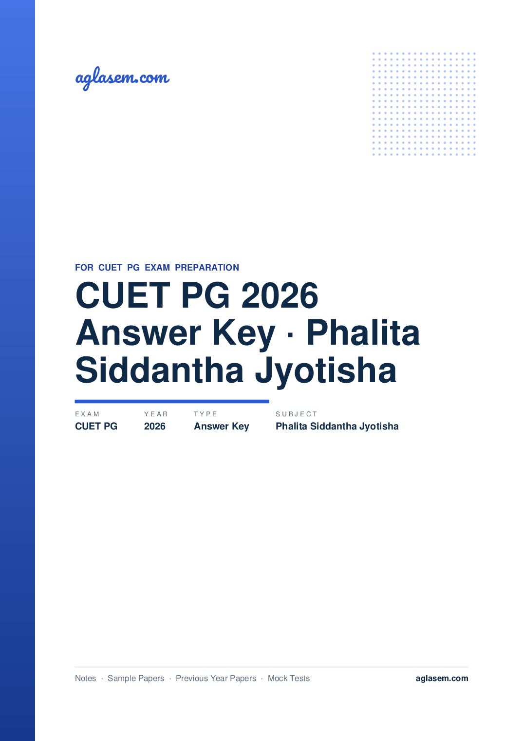 CUET PG 2026 Answer Key Phalita and Siddantha Jyotisha - Page 1 of 2