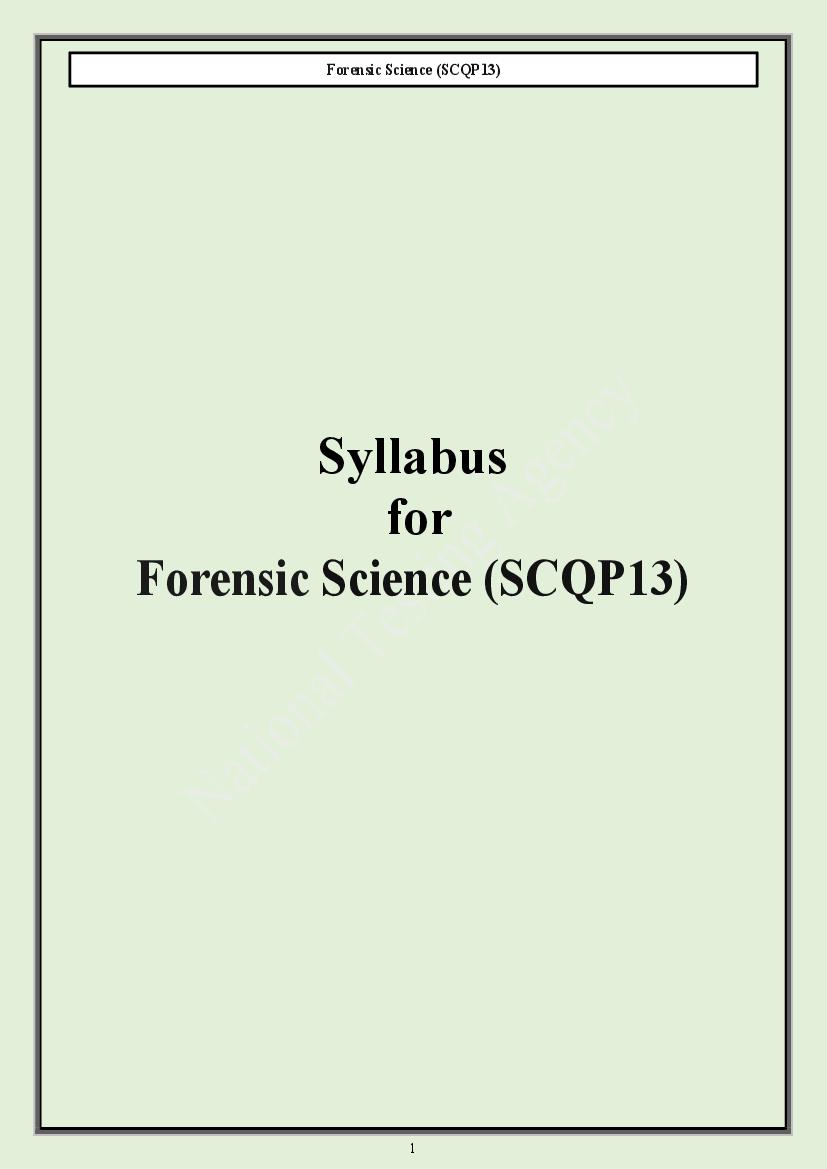 CUET PG 2024 Syllabus Forensic Science - Page 1