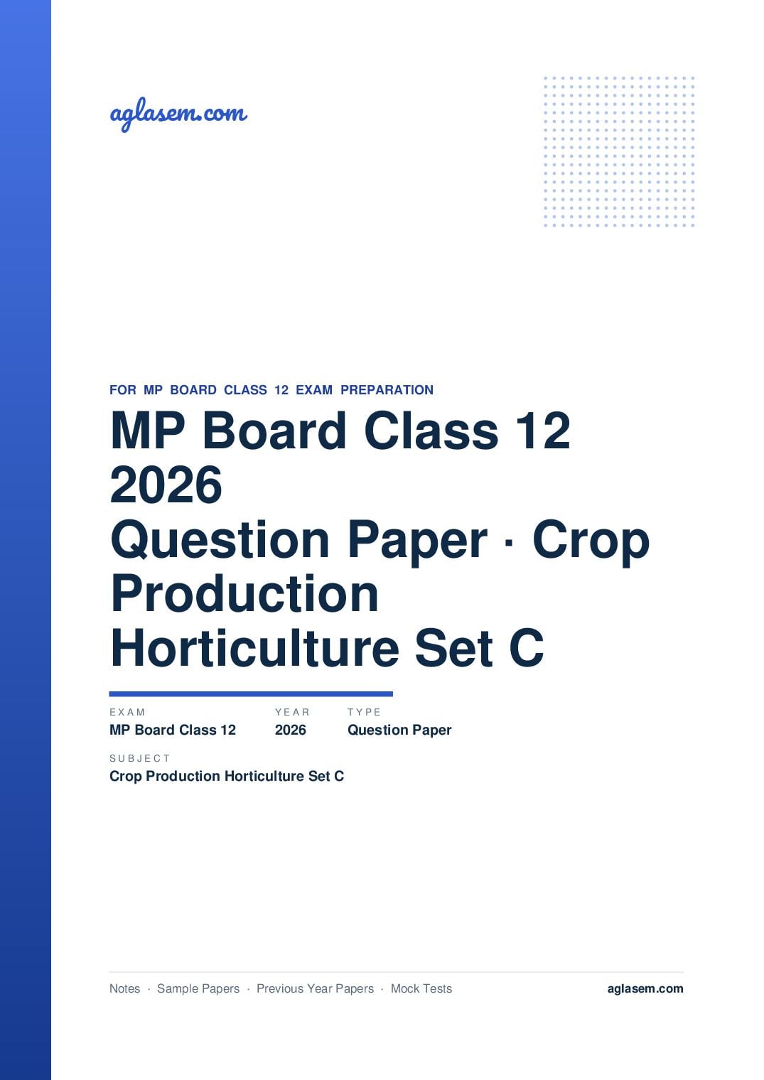 MP Board Class 12 Question Paper 2026 Crop Production and Horticulture - Page 1 of 9