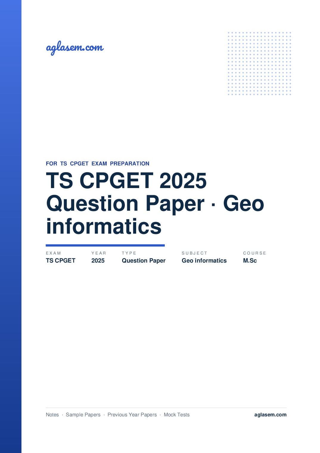 TS CPGET 2025 Question Paper M.Sc Geo informatics - Page 1 of 54