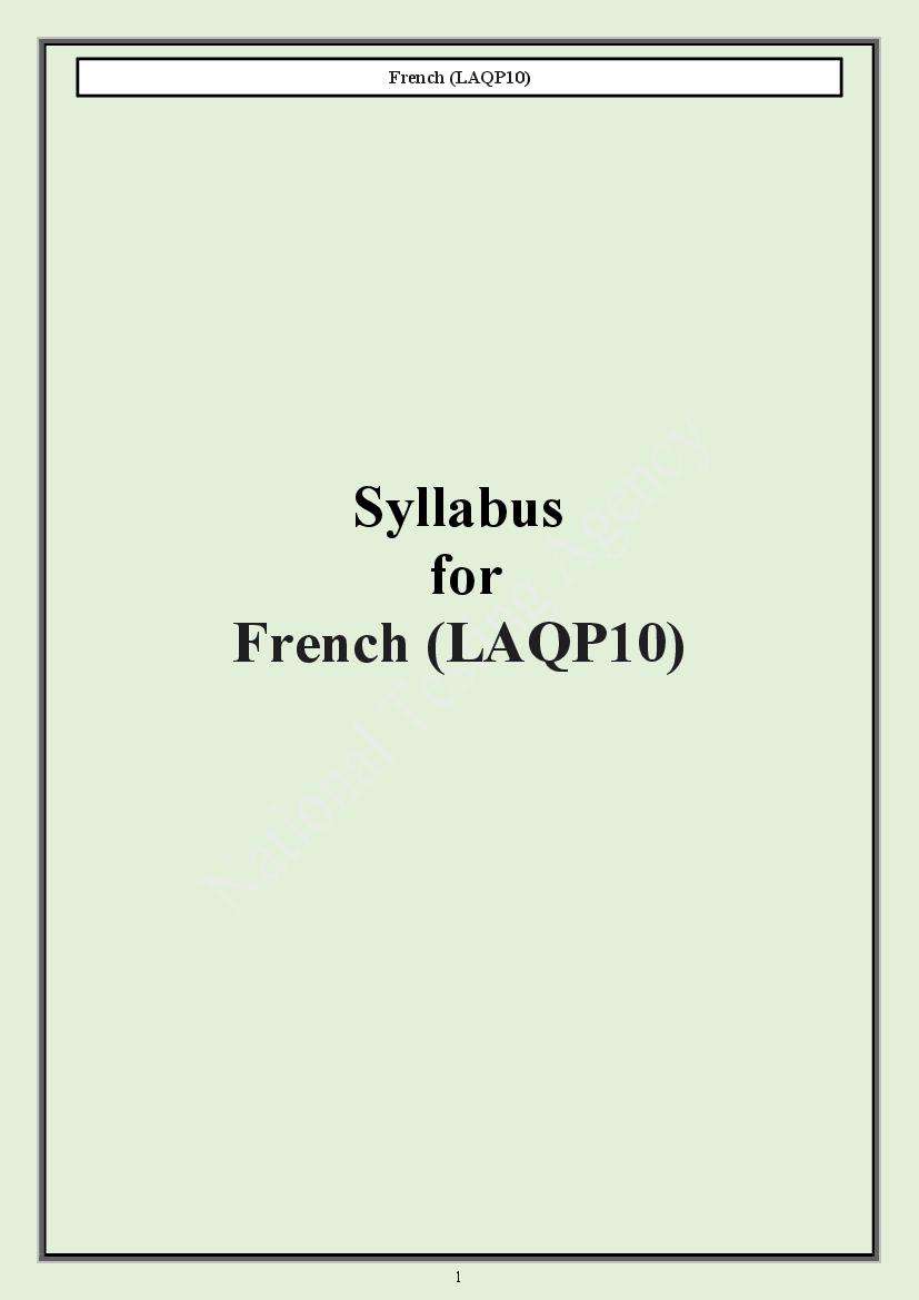 CUET PG 2024 Syllabus French - Page 1