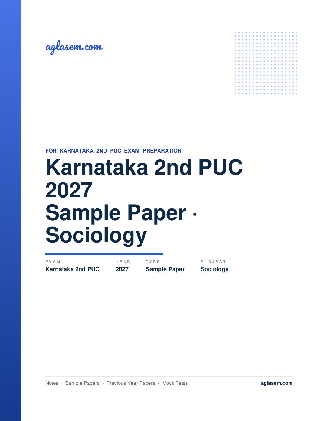 Karnataka 2nd PUC Model Question Paper 2027 for Sociology - Page 1 of 7