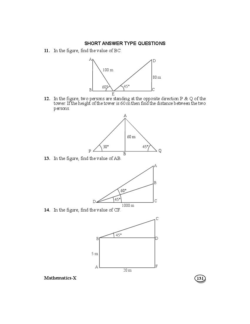 Class 10 Maths Extra Questions Some Chapter 9 Applications of Trigonometry - Page 1