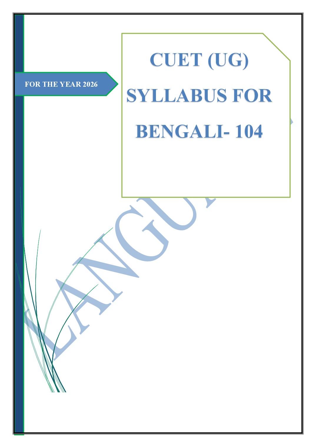 CUET 2026 Syllabus Bengali (Code 104) - Page 1 of 2