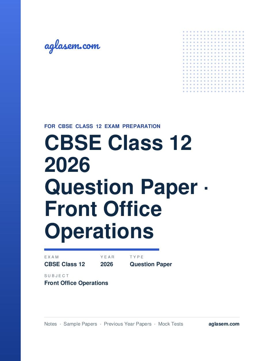 CBSE Class 12 Question Paper 2026 Front Office Operations - Page 1 of 25