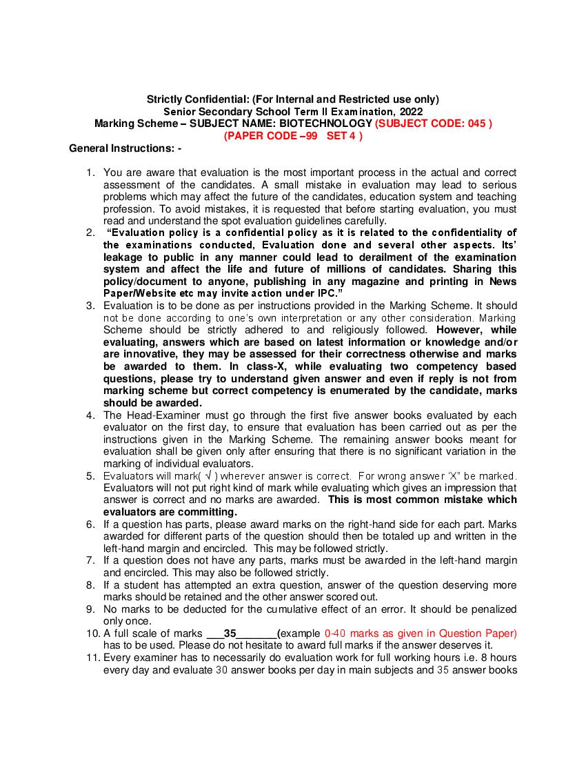 CBSE Class 12 Question Paper 2022 Solution Biotechnology - Page 1