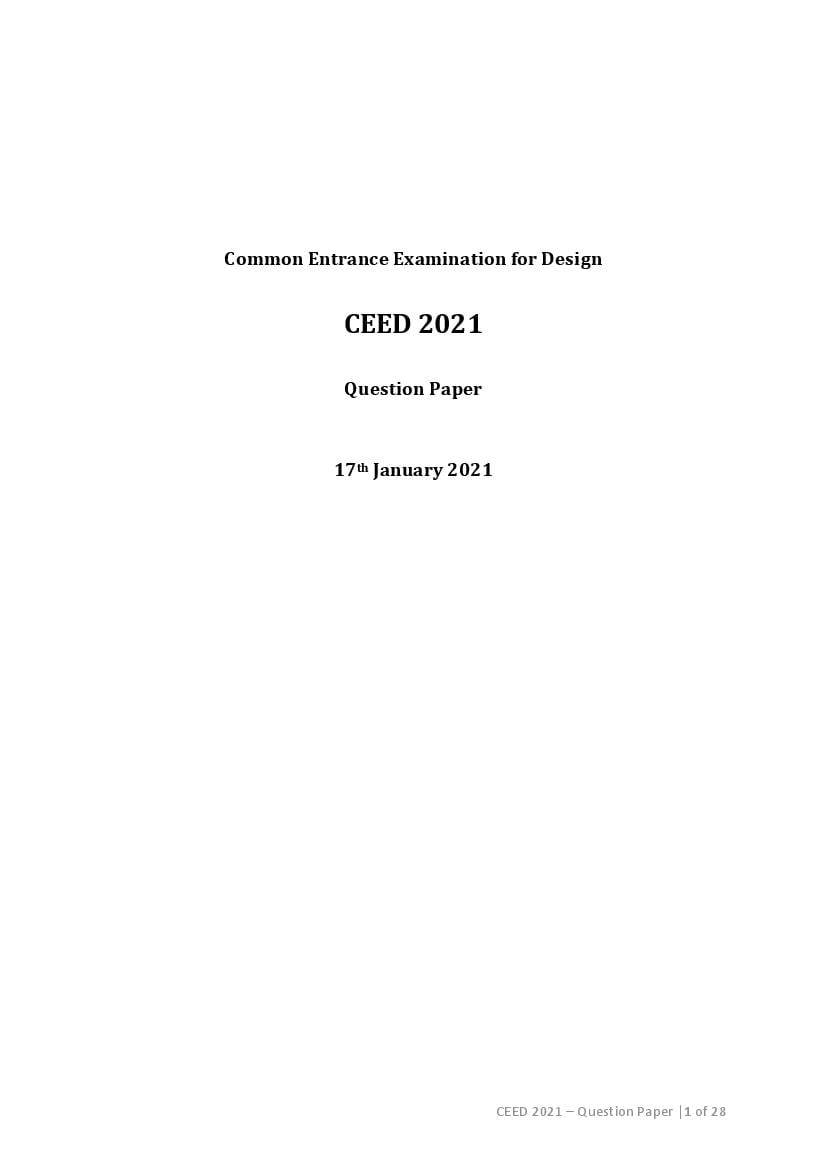 CEED 2021 Question Paper - Page 1
